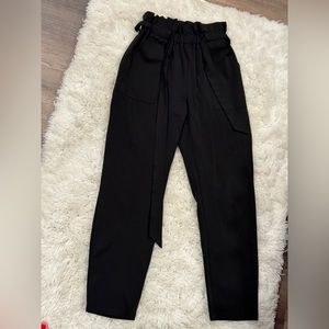 Paper bag high waisted tie pants